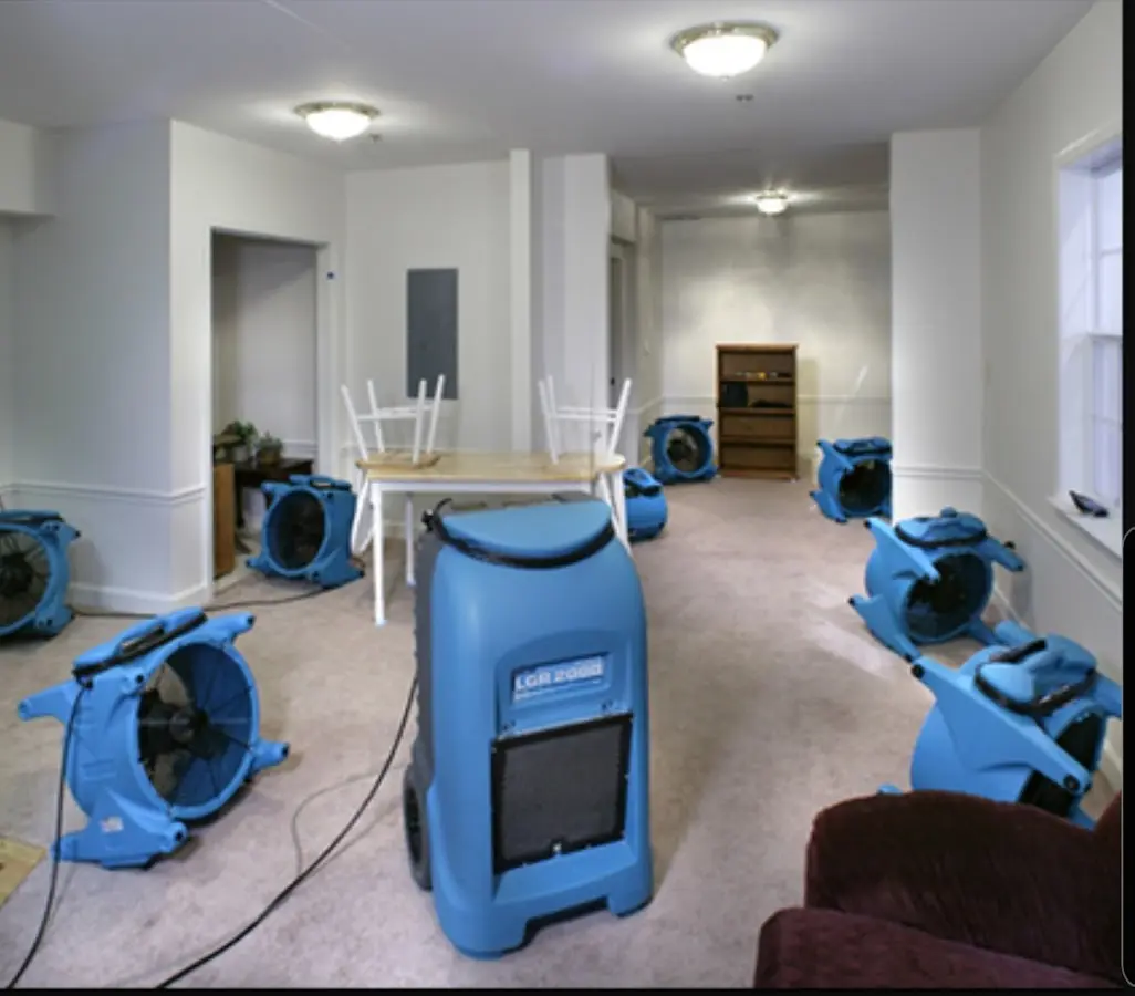Air movers and dehumidifier setup for Water Extraction & Removal in Wapakoneta